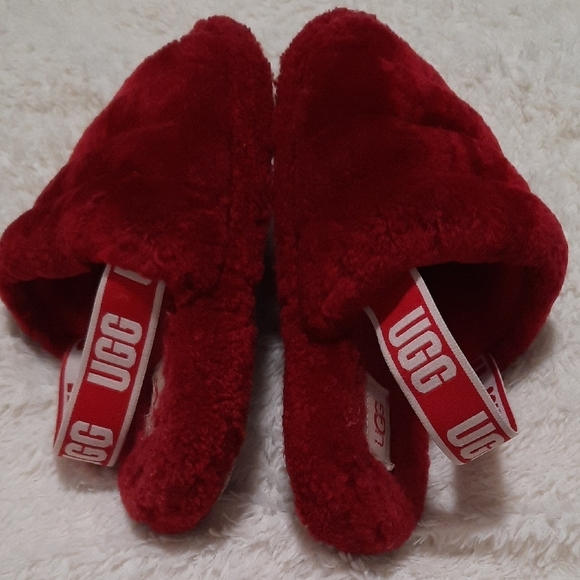 UGG Red Plush Slide Slippers - Picture 3 of 9